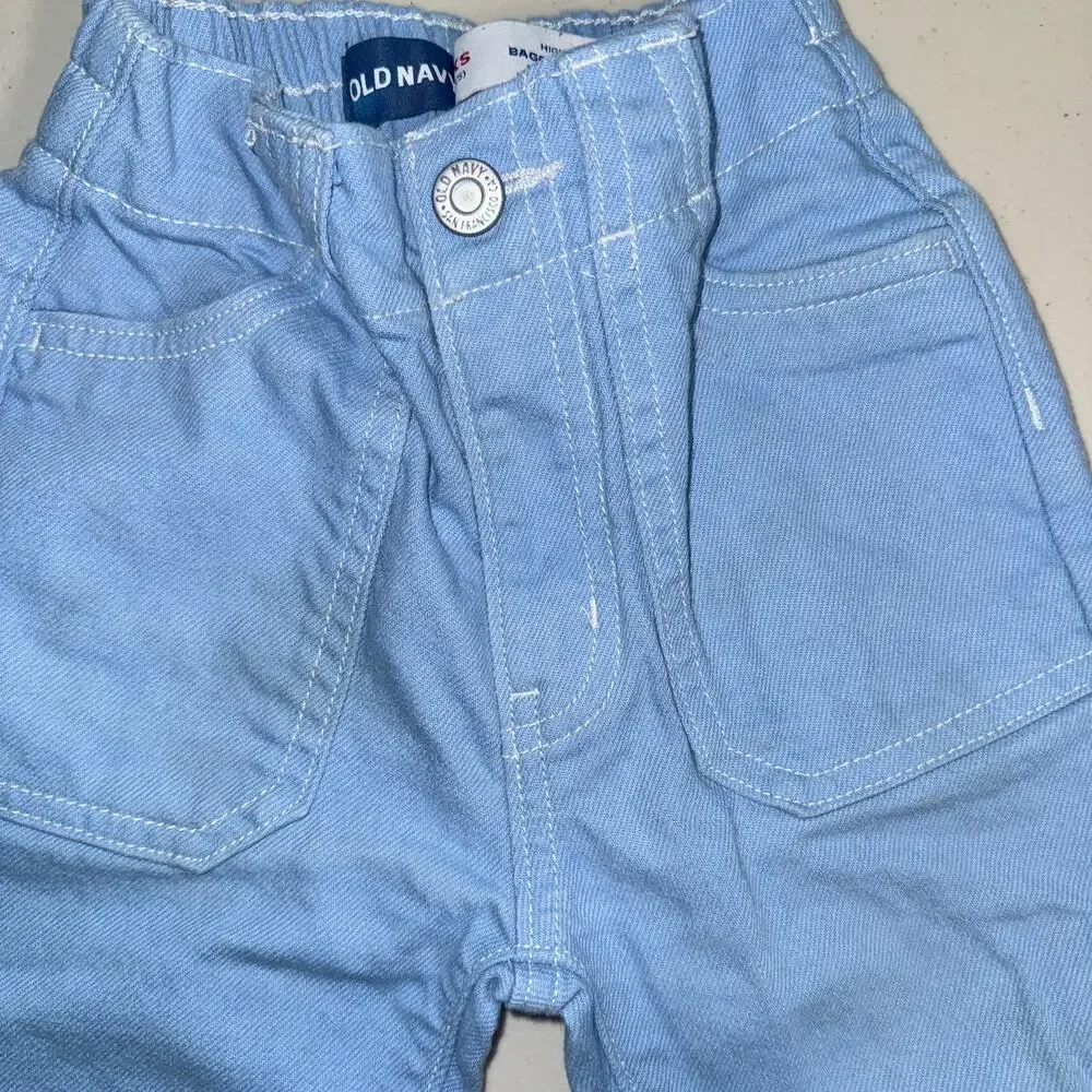 Old‎ Navy Girls (XS) 5 Jeans Hi Rise Baggy Wide Leg Denim Everyday Casual Basic